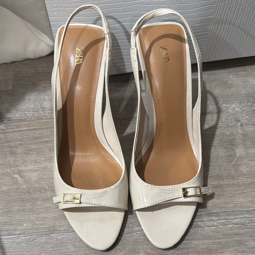 Zara Elegant Cream Slingback Heels